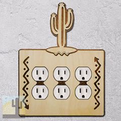 167116 -  Saguaro Cactus Southwestern Decor Triple Outlet Cover in Natural Birch