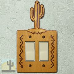 167122R -  Saguaro Cactus Southwestern Decor Double Rocker Switch Plate in Golden Sienna