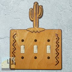 167123S -  Saguaro Cactus Southwestern Decor Triple Standard Switch Plate in Golden Sienna