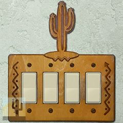 167124R -  Saguaro Cactus Southwestern Decor Quad Rocker Switch Plate in Golden Sienna