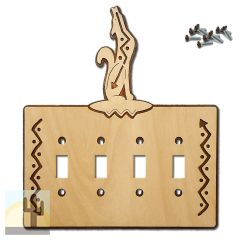167214S -  Southwest Coyote Southwestern Decor Quad Standard Switch Plate in Natural Birch