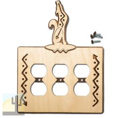 167216 -  Southwest Coyote Southwestern Decor Triple Outlet Cover in Natural Birch
