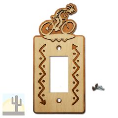 167511R - Bicyclist Cycling Theme Single Rocker Switch Plate in Natural Birch