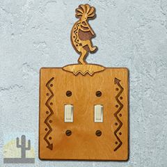 167622S -  Dancing Kokopelli Southwestern Decor Double Standard Switch Plate in Golden Sienna
