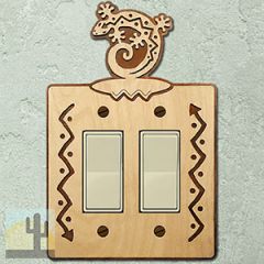 167912R -  Curled Gecko Southwestern Decor Double Rocker Switch Plate in Natural Birch