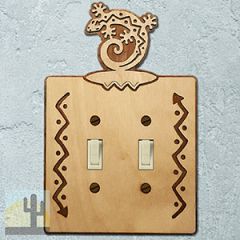 167912S -  Curled Gecko Southwestern Decor Double Standard Switch Plate in Natural Birch