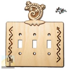 167913S -  Curled Gecko Southwestern Decor Triple Standard Switch Plate in Natural Birch
