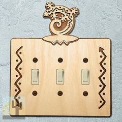 167913S -  Curled Gecko Southwestern Decor Triple Standard Switch Plate in Natural Birch