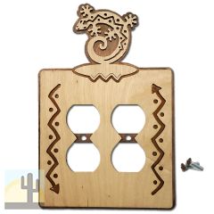 167915 -  Curled Gecko Southwestern Decor Double Outlet Cover in Natural Birch