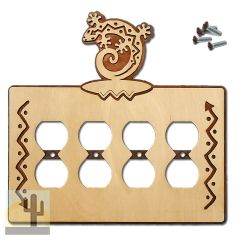 167917 -  Curled Gecko Southwestern Decor Quad Outlet Cover in Natural Birch