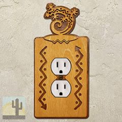 167920 - Curled Gecko Southwestern Decor Single Outlet Cover in Golden Sienna