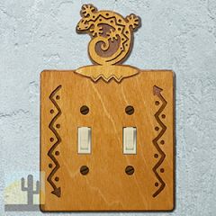 167922S -  Curled Gecko Southwestern Decor Double Standard Switch Plate in Golden Sienna