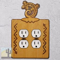167925 -  Curled Gecko Southwestern Decor Double Outlet Cover in Golden Sienna