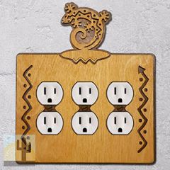 167926 -  Curled Gecko Southwestern Decor Triple Outlet Cover in Golden Sienna