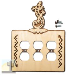 168016 -  Climbing Gecko Southwestern Decor Triple Outlet Cover in Natural Birch