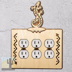 168016 -  Climbing Gecko Southwestern Decor Triple Outlet Cover in Natural Birch