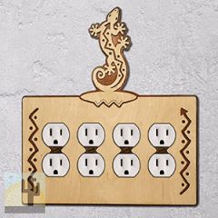 168017 -  Climbing Gecko Southwestern Decor Quad Outlet Cover in Natural Birch