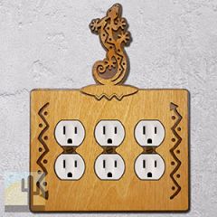 168026 -  Climbing Gecko Southwestern Decor Triple Outlet Cover in Golden Sienna