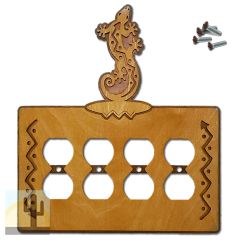 168027 -  Climbing Gecko Southwestern Decor Quad Outlet Cover in Golden Sienna