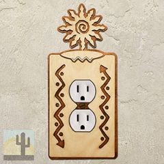 168310 - 12-Ray Southwest Sun Southwestern Decor Single Outlet Cover in Natural Birch