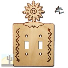 168312S -  12-Ray Southwest Sun Southwestern Decor Double Standard Switch Plate in Natural Birch