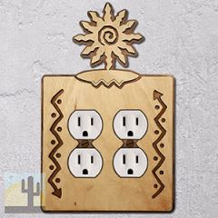 168315 -  12-Ray Southwest Sun Southwestern Decor Double Outlet Cover in Natural Birch