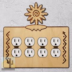 168317 -  12-Ray Southwest Sun Southwestern Decor Quad Outlet Cover in Natural Birch