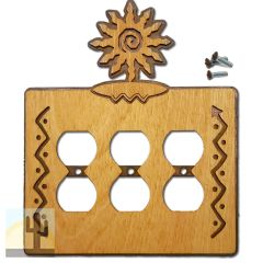 168326 -  12-Ray Southwest Sun Southwestern Decor Triple Outlet Cover in Golden Sienna