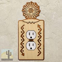 168410 - 24-Ray Southwest Sun Southwestern Decor Single Outlet Cover in Natural Birch