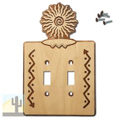 168412S -  24-Ray Southwest Sun Southwestern Decor Double Standard Switch Plate in Natural Birch
