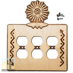 168416 -  24-Ray Southwest Sun Southwestern Decor Triple Outlet Cover in Natural Birch