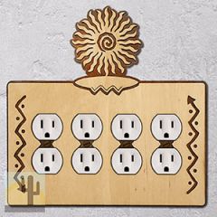 168417 -  24-Ray Southwest Sun Southwestern Decor Quad Outlet Cover in Natural Birch