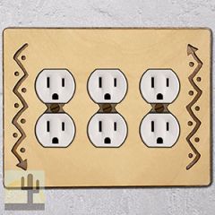 168516 -  Zig-Zag Arrow Southwestern Decor Triple Outlet Cover in Natural Birch