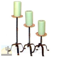 171002 - Set of 3 Copper Top Metal Candle Holders