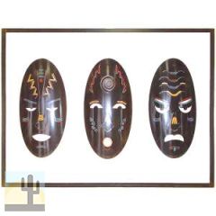 171127 - Tribal Mask Set Framed Metal Wall Art