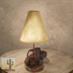 172013 - Buffalo Carved Ironwood Vanity Lamp with Shade