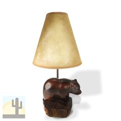 172016 - Bear Smooth Carved Ironwood Vanity Lamp with Shade