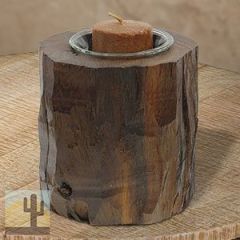 172025 - Rustic Log Carved Ironwood Candle Holder