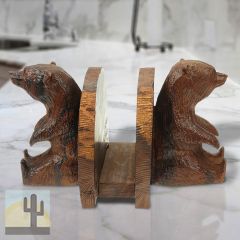 172045 - Bears Sitting Carved Ironwood Napkin Holder