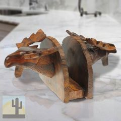 172047 - Moose Head Carved Ironwood Napkin Holder