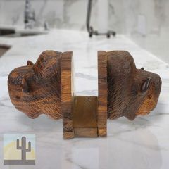 172050 - Buffalo Head Carved Ironwood Napkin Holder