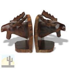 172067 - Moose Head Carved Small Ironwood Set of Two Bookends