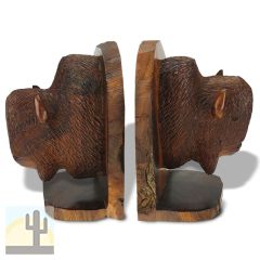 172071 - Buffalo Head Carved Small Ironwood Set of Two Bookends