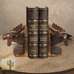 172081 - Moose Head Carved Large Ironwood Set of Two Bookends