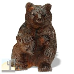 172092 - 5in Tall Bear Sitting with Cub Ironwood Carving