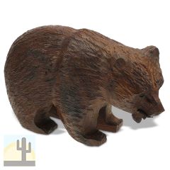 172101 - 12in Long Bear with Fish Hand-Carved in Ironwood