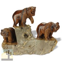 172108 - 10in Long Grizzly Bear Family Hand-Carved in Ironwood