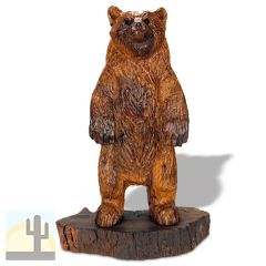 172116 - 12in Tall Standing Grizzly Bear on Base Ironwood Carving