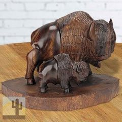 172121 - 4in Long Buffalo with Baby Hand-Carved in Ironwood