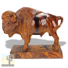 172124 - 10in Long Detailed Buffalo on Base Ironwood Carving